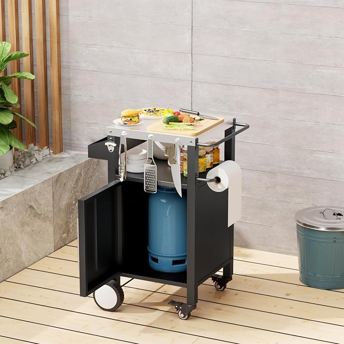 Outdoor Grill Cart with Patio Furniture, Outdoor Grill Table with Storage - Image 6