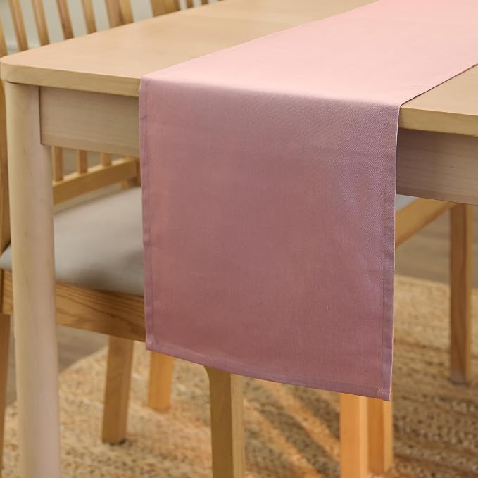 Encasa XO Table Runner 13"x59" Long | Cotton Canvas Fabric | Mauve Solid Color by EncasaXO