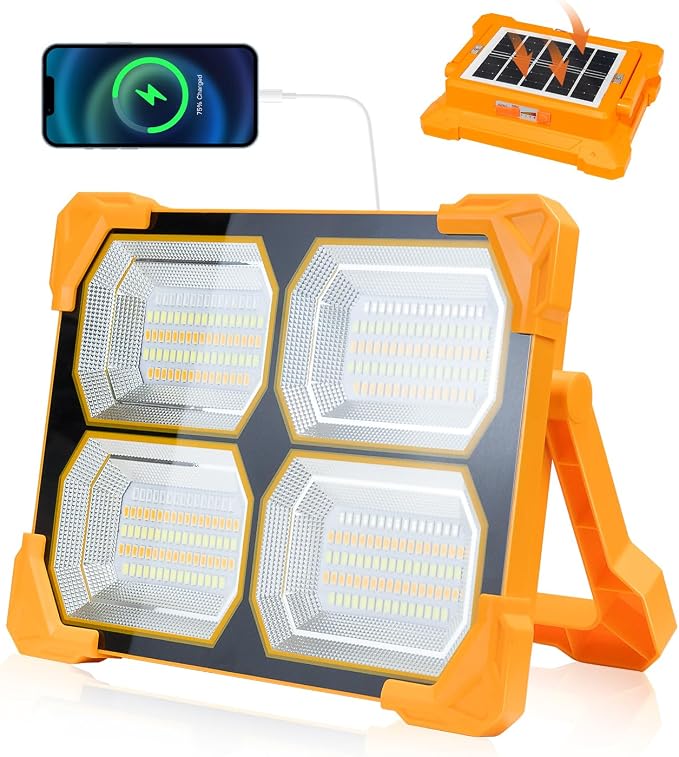 Portable LED Work Solar Light - 300W LED Rechargeable Work Light 22000mAh Solar by KiffluxSolarLights