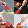Tongs Set with Silicone Tips and Stainless Handles, Red 4-Piece Grilling Set