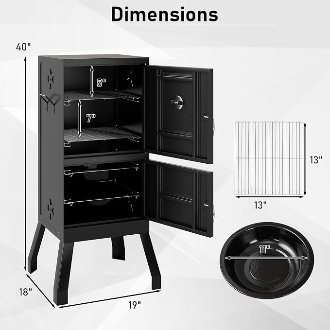 Happygrill Charcoal Grills, Adjustable Air Dampers, Removable Water Pan & Grill - Image 8