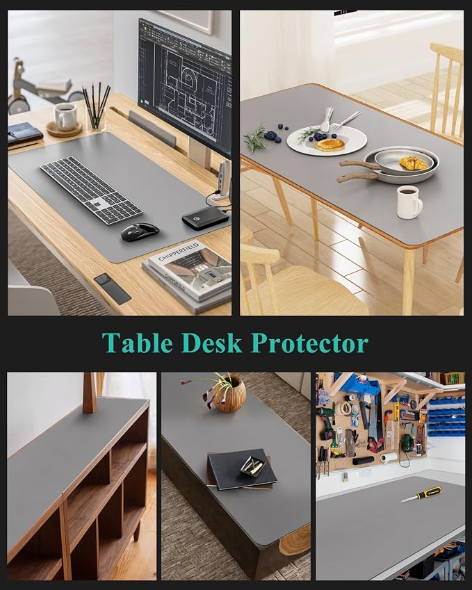 Light Gray Plastic Table Cover Protector, 1.5mm Thick Rectangle Vinyl Table Top - Image 7