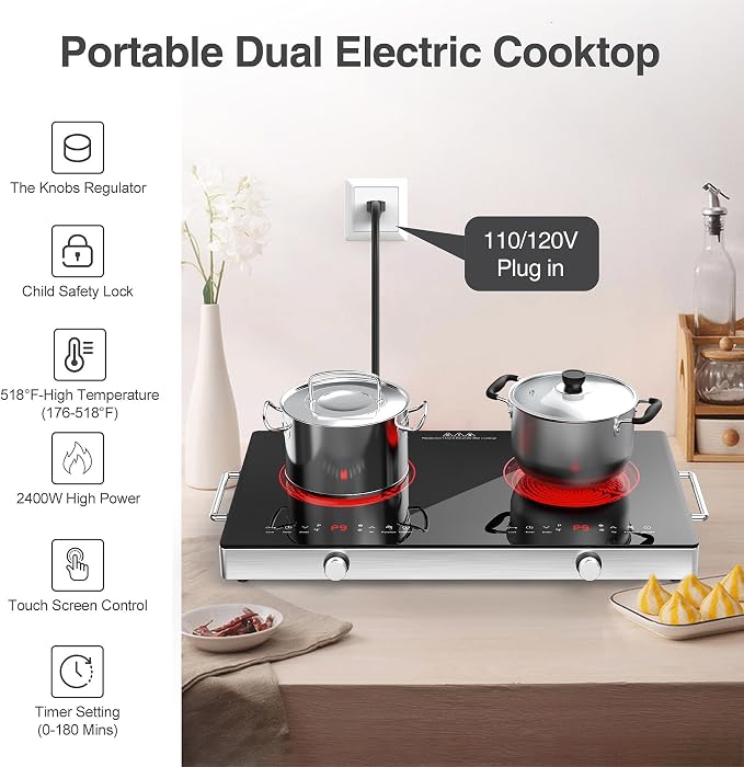 VBGK Electric Cooktop, 110V 2400W Electric Stove Top - Image 4