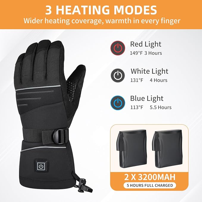 Rechargeable Heated Gloves for Men Women, Waterproof Touchscreen Winter Hand - Image 2