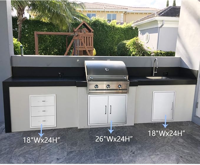 18" W x 24" H x 23" D Stainless Steel Outdoor Kitchen Drawers BBQ Drawer Triple - Image 2