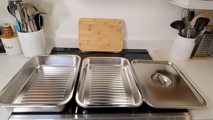 Geesta Grilling Prep and Serve Tays, Stainless Steel Large Capacity Food Prep - Image 7