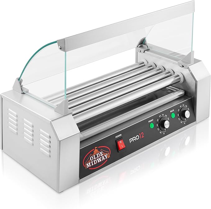 Olde Midway Electric 12 Hot Dog 5 Roller Grill Cooker Machine - Image 2