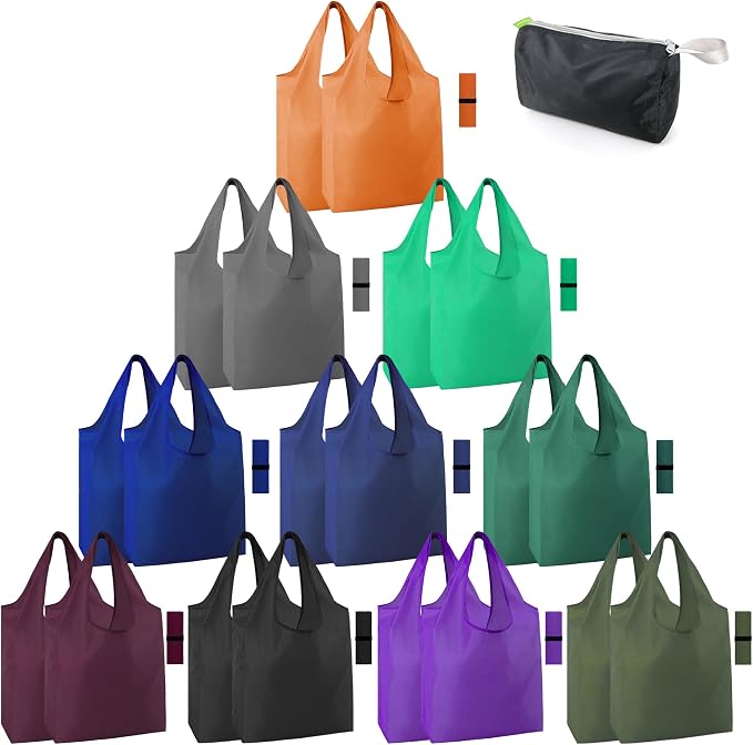 BeeGreen 20 Pack Reusable Grocery Bags w Storage Pouch Reusable Shopping Bags by BeeGreen