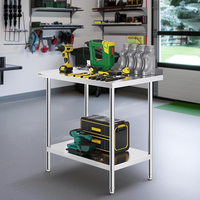 VEVOR 24 x 36 x 36 Inch Stainless Steel Work Table, Commercial Food Prep - Image 2