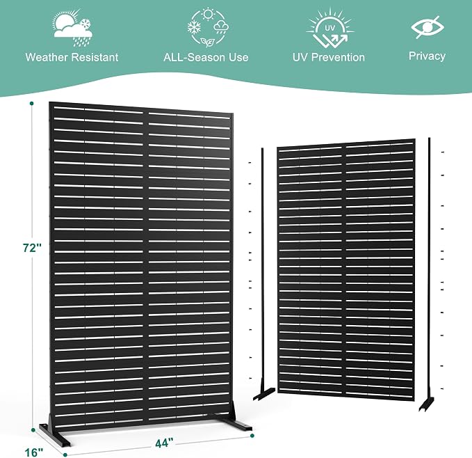 Metal Privacy Screen for Outdoor & Indoor Use, Free Standing Privacy Screen for - Image 3