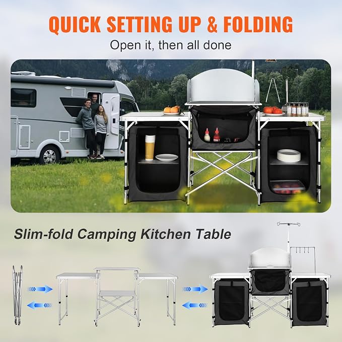 VEVOR Camping Kitchen Table, Folding Outdoor Cooking Table - Image 5