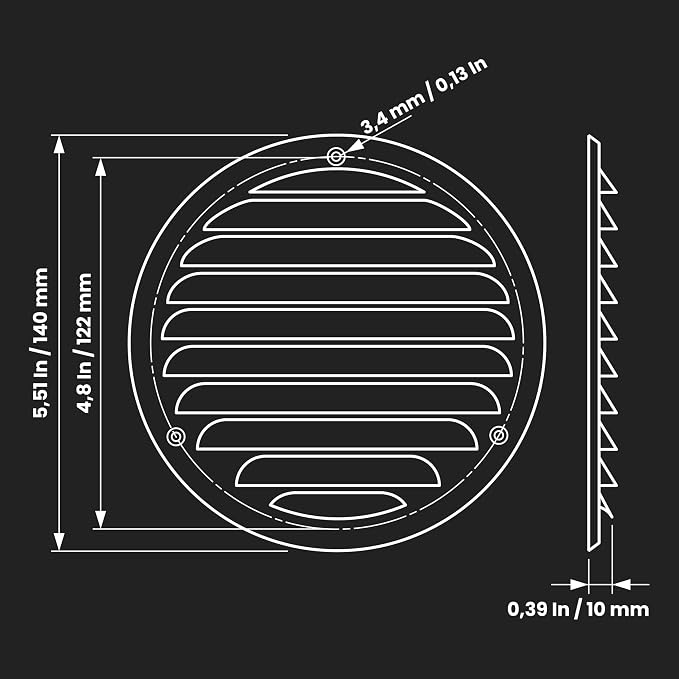 Repa Market 4 Inch Round Air Vent Cover/White Galvanized Steel Louvered Grill - Image 3