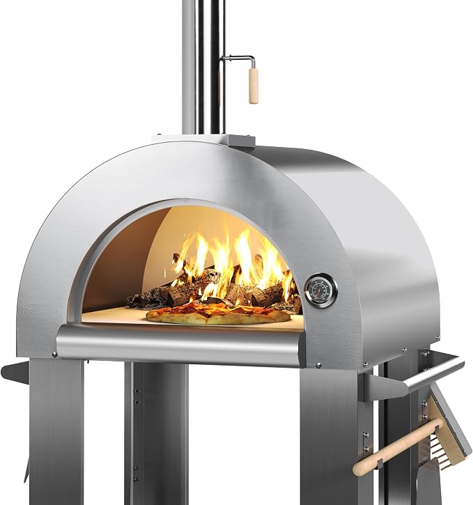 KoolMore 32 in. Outdoor Wood Fired Pizza Oven in Stainless-Steel - Image 3