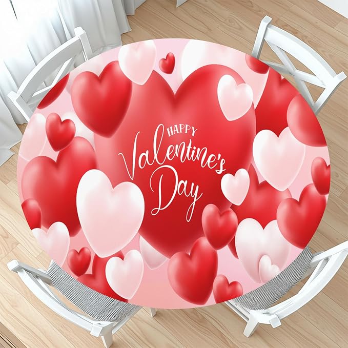 Valentines Day Round Fitted Tablecloth by Unknown