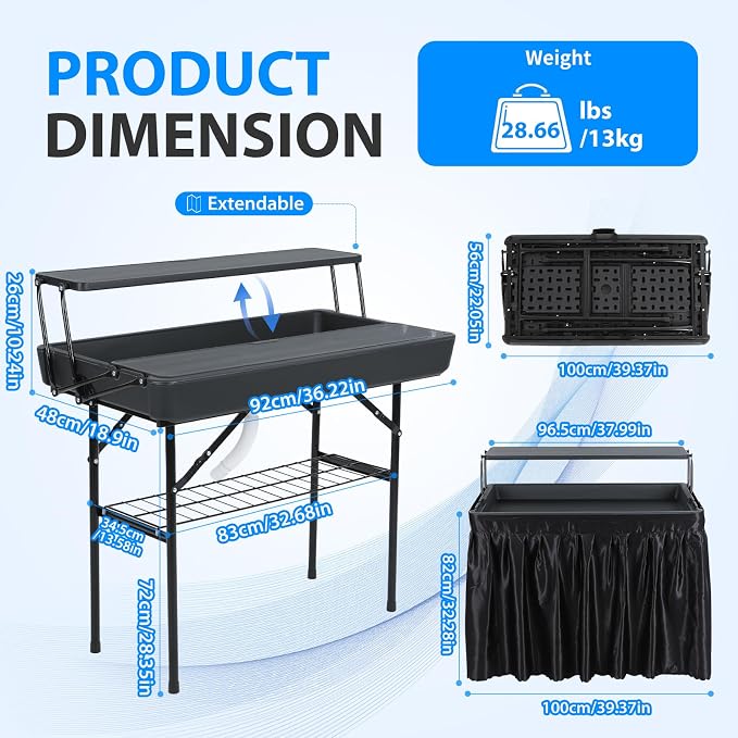 Nice C 4 ft Folding Ice Cooler Table, Party Cooler, Grazing Table, Tables - Image 3