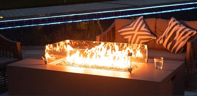 AMS Fireplace | Rectangular Fire Pit Glass Wind Guard - Image 7