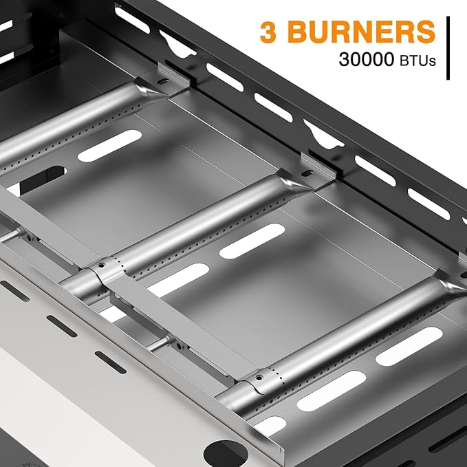 3 Burner BBQ Gas Griddle, 25.6 Inch Stainless Steel Portable Detachable Propane - Image 6
