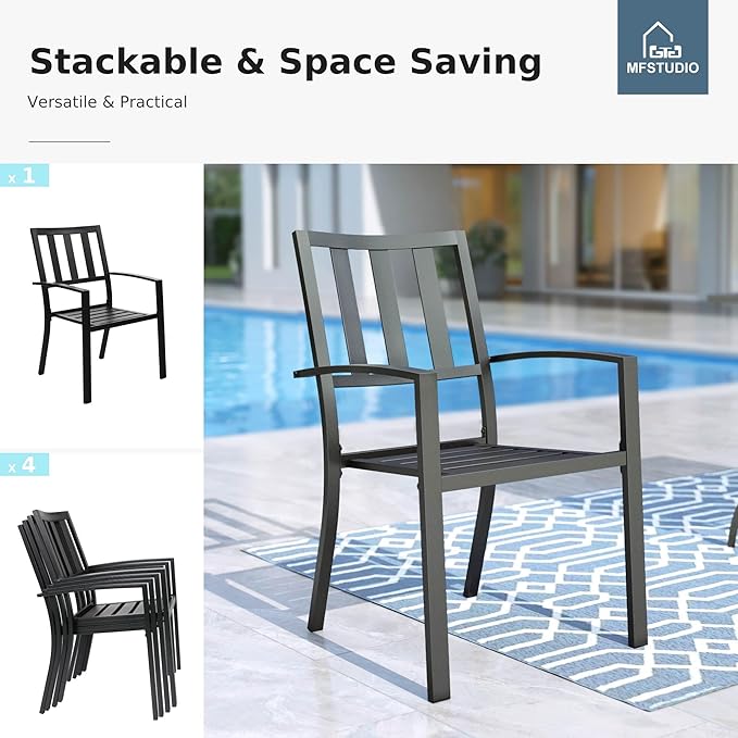 MFSTUDIO Outdoor Dining Set for 8, Patio Table and Chairs Set - Image 3
