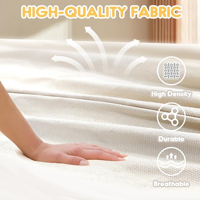 Hammock in White Cotton, Portable Camping Hammock with Anti-Rollover Design