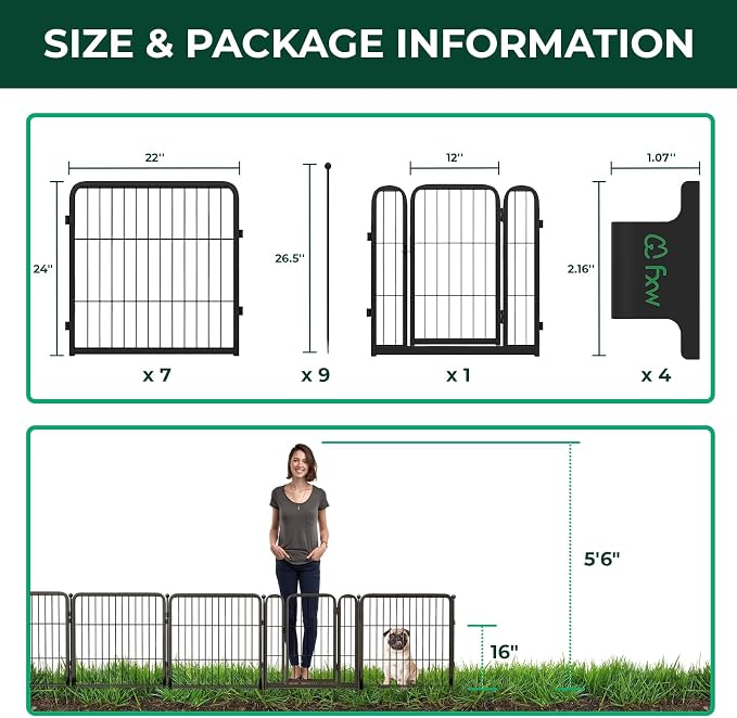 FXW Garden Fence Outdoor for The Yard – 24in x 15.2ft Heavy Duty Metal Animal - Image 2