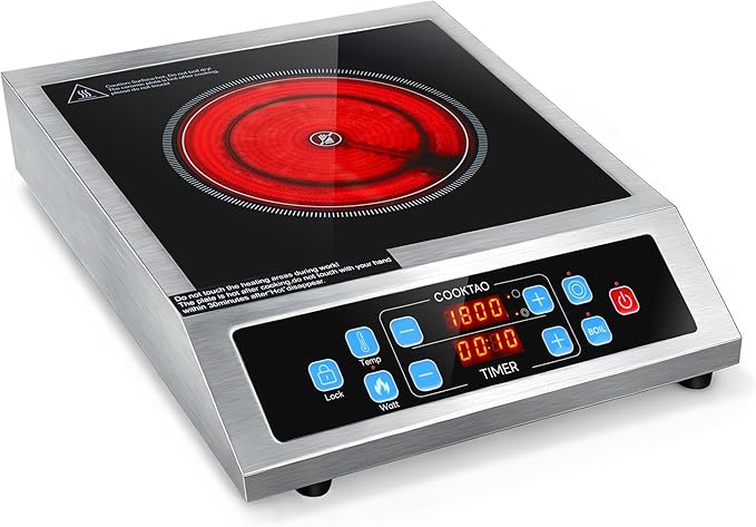 Dual Coils Design of Stainless Steel Single Burner Electric Cooktop, 1800W by Unknown