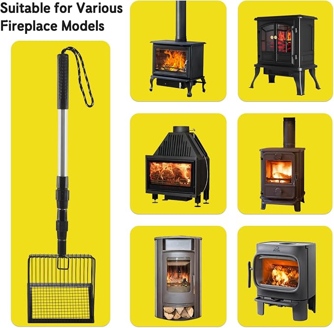Long Handle Fireplace Ash Sifter, Hollow Out Metal Coal Shovel - Image 6