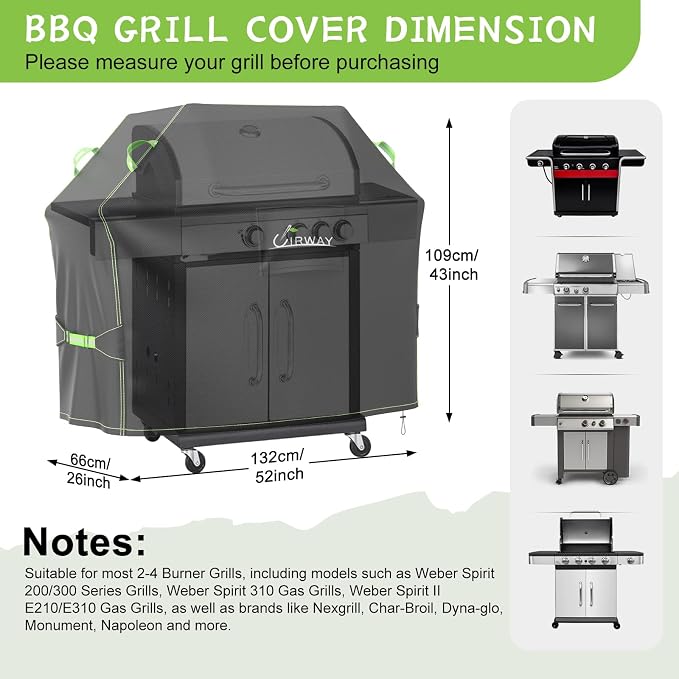 UIRWAY Gas Grill Cover 52 Inch, Waterproof, UV & Fade Resistant BBQ Grill Cover - Image 2