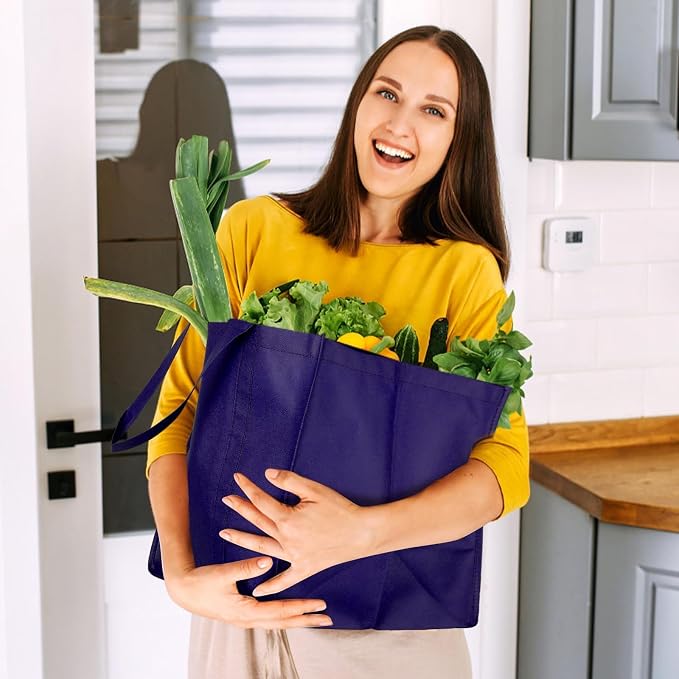 WISELIFE Reusable Grocery Shopping Bags 10 Pack Large Foldable Tote Bags Bulk - Image 6