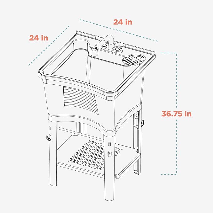 Zenna Home Utility Sink for Laundry Room and Garage, Freestanding Laundry Sink - Image 3