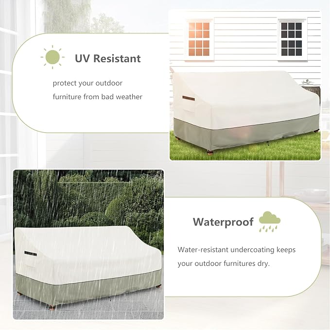 3-Seater Patio Sofa Cover, 76 W x 32.5 D x 33 H Inches Outdoor Couch Cover - Image 6