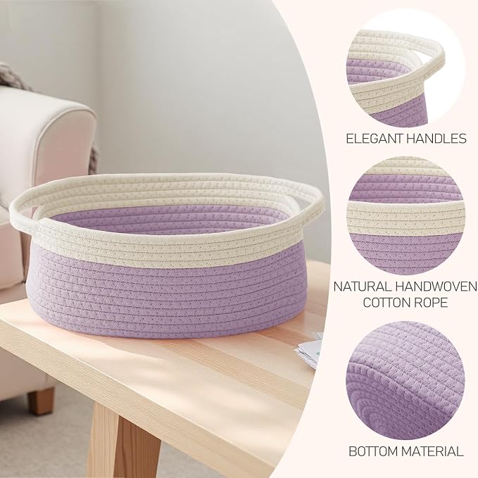 Woven Basket, Small Rope Storage Bin - Image 3
