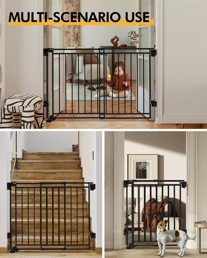 Baby Gate for Stairs Doorways & Kitchen, 26.4"-43" W x 29" H, No Bottom Bar Dog - Image 2