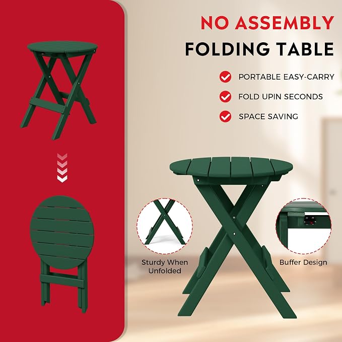 Costaelm Paradise 3-Piece Outdoor HDPE Folding Patio Bistro Table and Chairs - Image 5