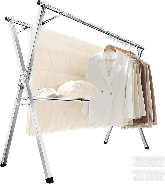 SONGMICS Clothes Drying Rack, Heavy-Duty Laundry Drying Rack, 45.7-63.4 Inches - Image 2