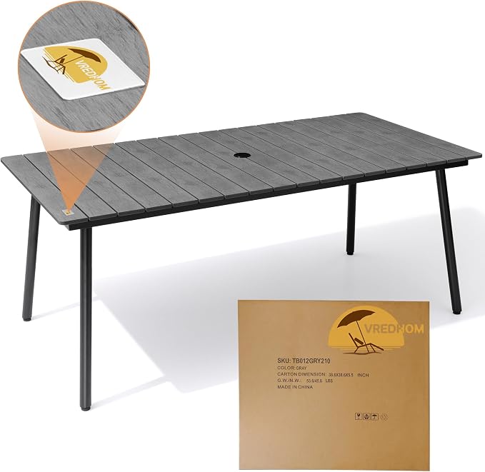 83" Patio Outdoor Dining Table for 6-8, Weather-Resistant Aluminum Frame - Image 7