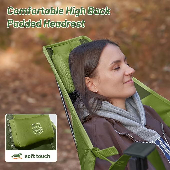 Folding Hammock Camping Chair in Green, Steel Frame, 300 lb Capacity