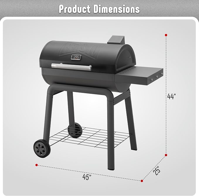 BBQ Charcoal Grill with Side Table, 30-In Heavy Duty Outdoor BBQ Grill with 647 - Image 2