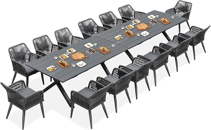 PURPLE LEAF 16 Pieces Outdoor Patio Dining Set All-Weather PE Rattan Furniture by PURPLELEAF
