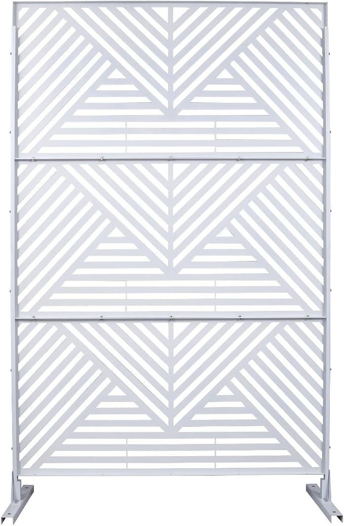 Outdoor Privacy Screen with Geometric Design – Metal Decorative Panel, - Image 9