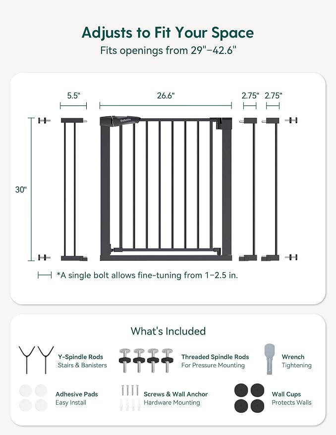 Babelio Baby Gate, 29-43" Auto-Close Easy Install Pet Gate, PressGuard P7 Extra - Image 6