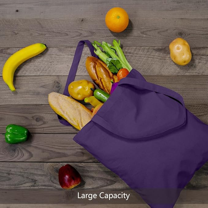 TOPDesign 6-Pack Economical 16"x15" Deep Purple Cotton Tote Bags, Lightweight - Image 5
