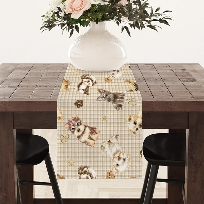 Cute Puppy Table Runner Kitchen Dining Table Runner 13*72in Table Center Decor - Image 8