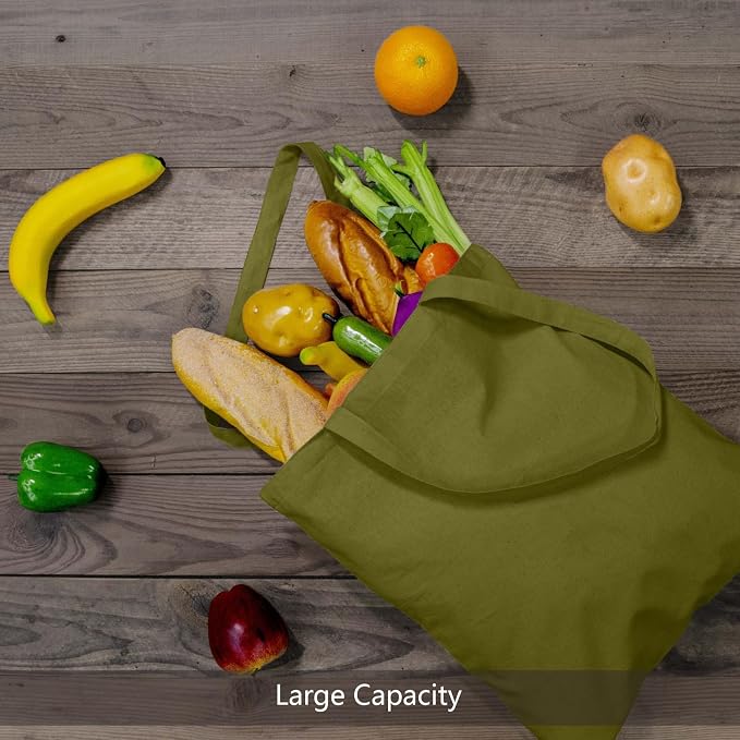 TOPDesign 6-Pack Economical 16"x15" Olive Green Cotton Tote Bags, Lightweight - Image 5