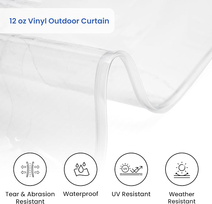 Covers & all Outdoor Clear Tarp Curtain, 18oz Clear Outdoor Curtains - Image 3