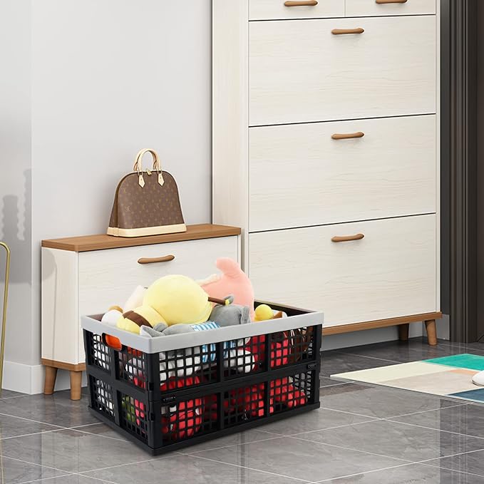 42 L Collapsible Crate Storage, Plastic Folding Storage Crates, 2 Pack - Image 4