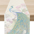 Peacock Table Runner, Rustic Traditional Chinese Style Watercolor Peacock Pink by Unknown