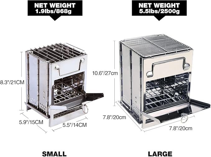 REDCAMP Wood Burning Folding Camp Stove Stainless Steel Grill, Portable - Image 7