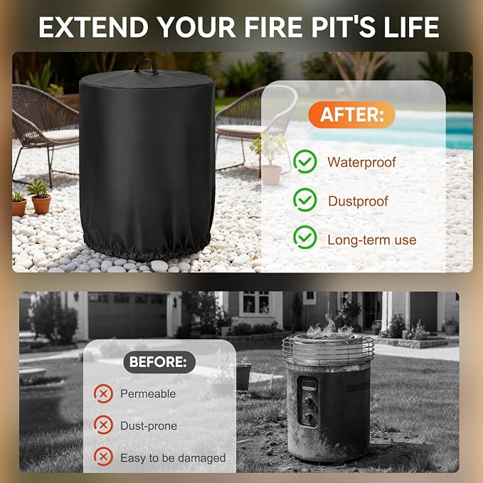 Fire 360 side Fire Pit Cover for Nlnja 24 Inch Round Pits Oxfford 600D PVC - Image 5