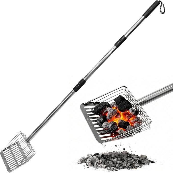 Ash Sifter Shovel for Fireplace Fire Pit Wood Stove, 43Inch Long Handle Metal by Huiraas