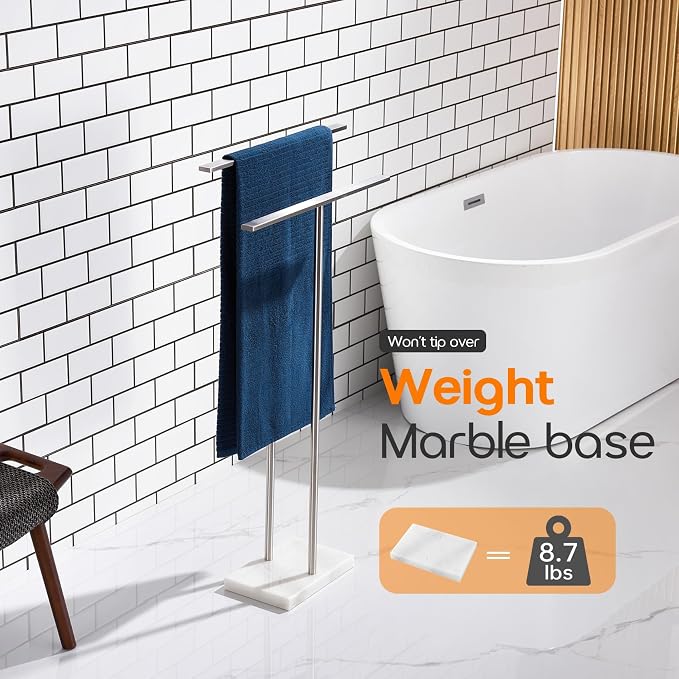 Free Standing Towel Rack for Bathroom 2-Tier Towel Holder Stand - Image 5